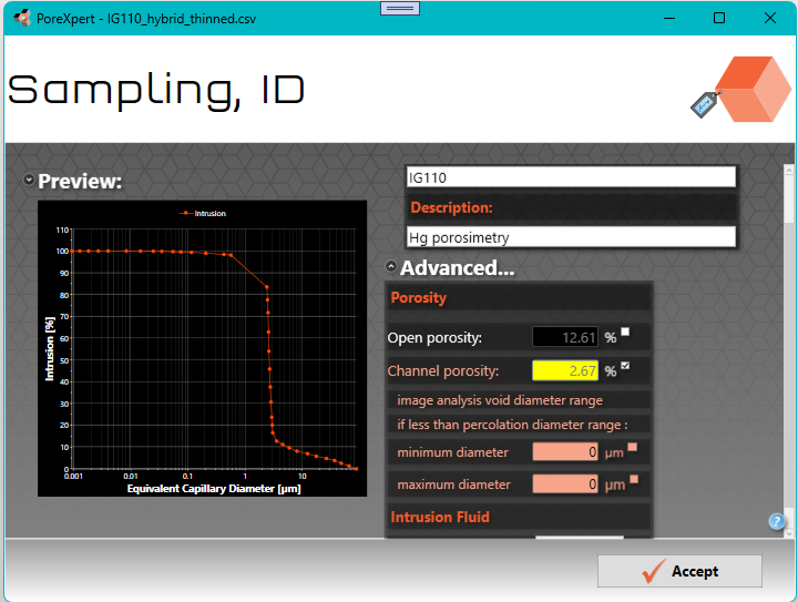 Sampling page with image analysis range