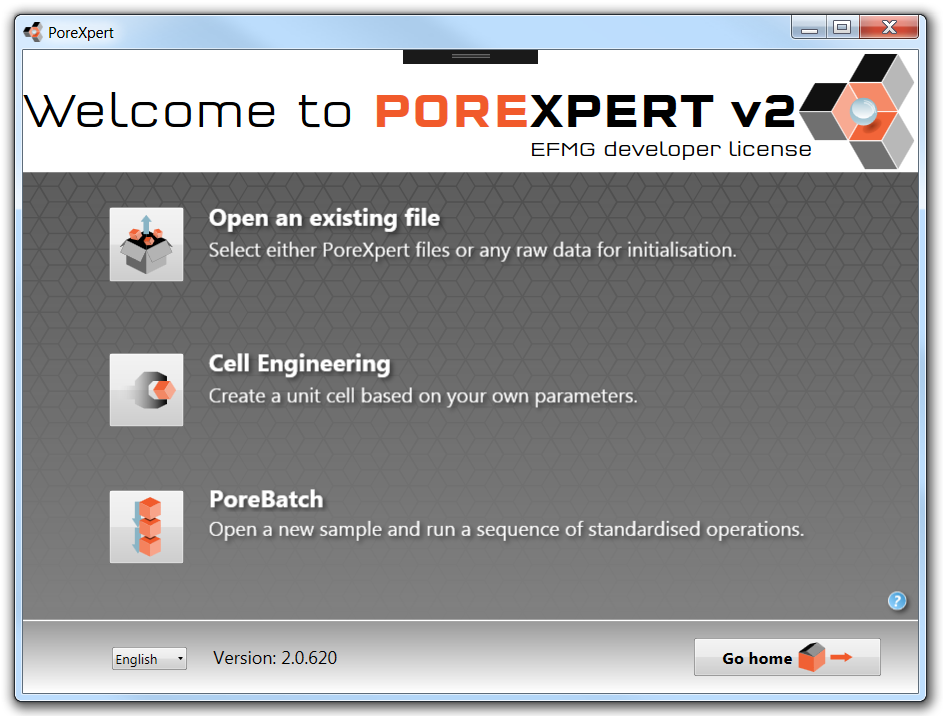 Welcome screen