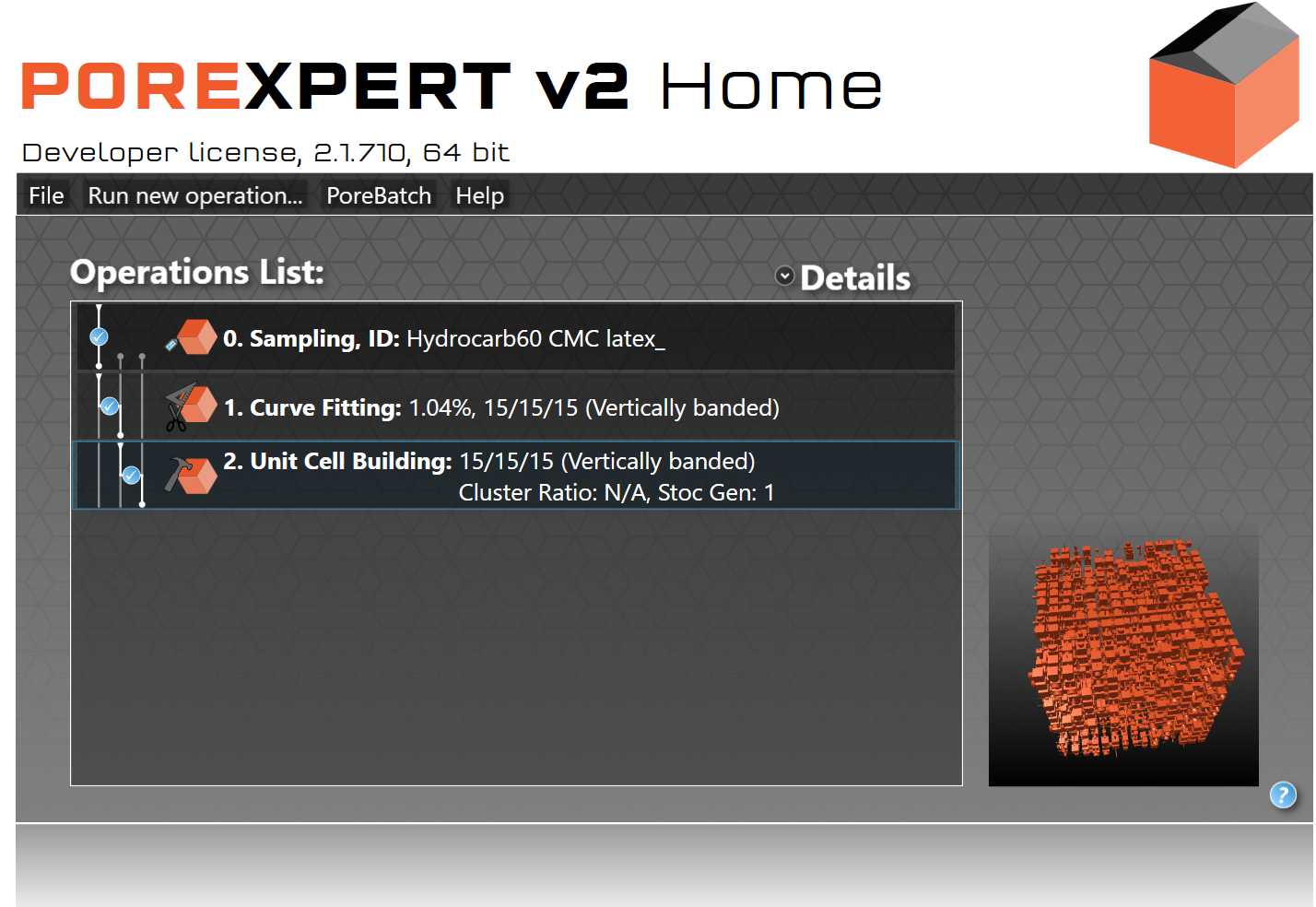 Ops list screen for calcium carbonate example